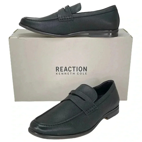 Kenneth Cole Reaction Crespo 2.0 Black Faux Leather Mens Penny Loafers Size 9.5M - Picture 13 of 13